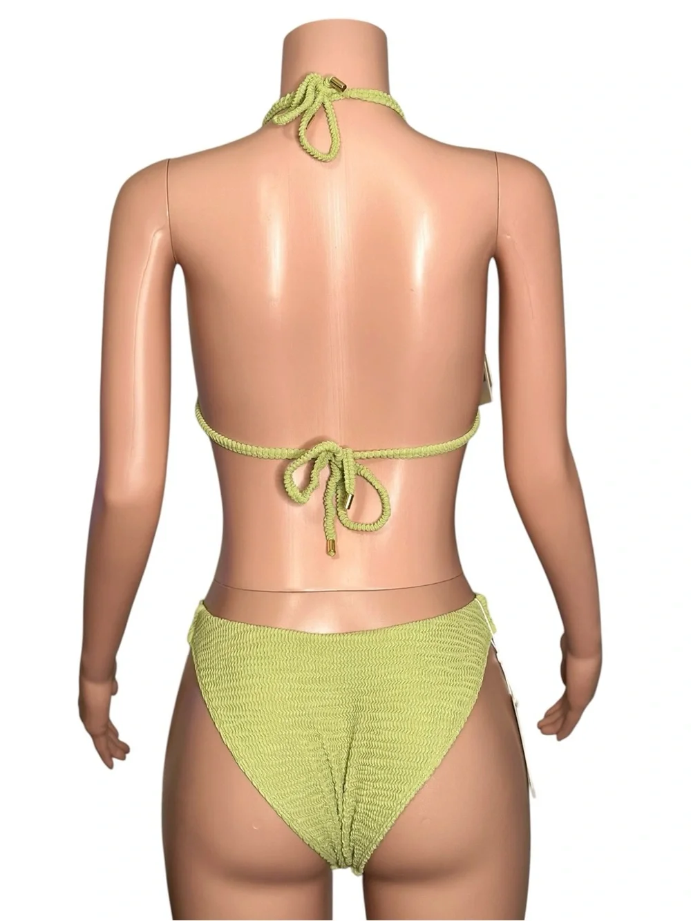 MONDAY SWIMWEAR Hanalei Top (V) & Seychelles Bottom (M) - Avocado Crinkle